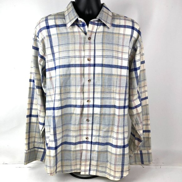 Rugged Terrain Mens gray Plaid Flannel Button Down Shirt Size XL Vintage - Picture 1 of 5